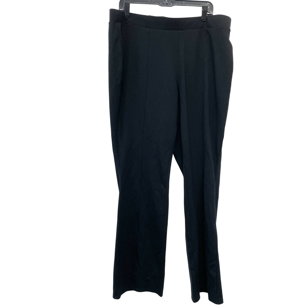 Ava & Viv Women's Black Pintuck Straight Leg Pull-On Pants Size XXL